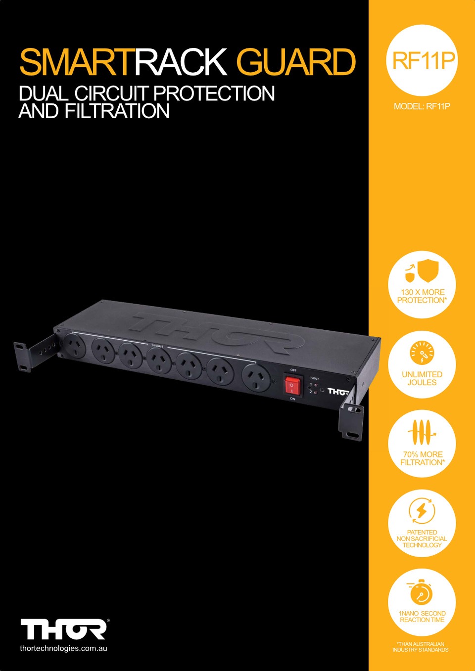 11 port thor rf11p prodigy rack guard surge protection power board