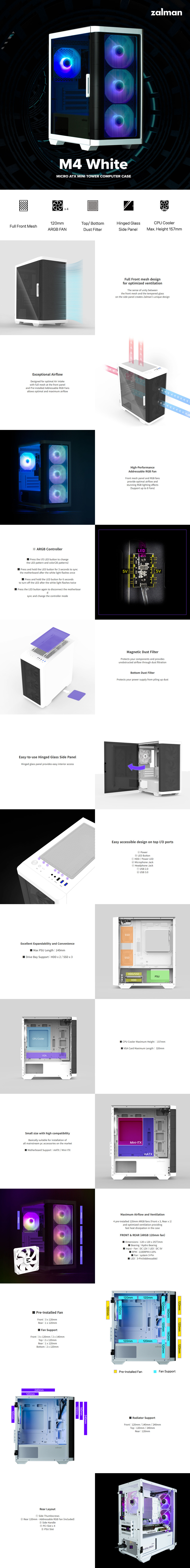 zalman m4 micro-atx tg case white