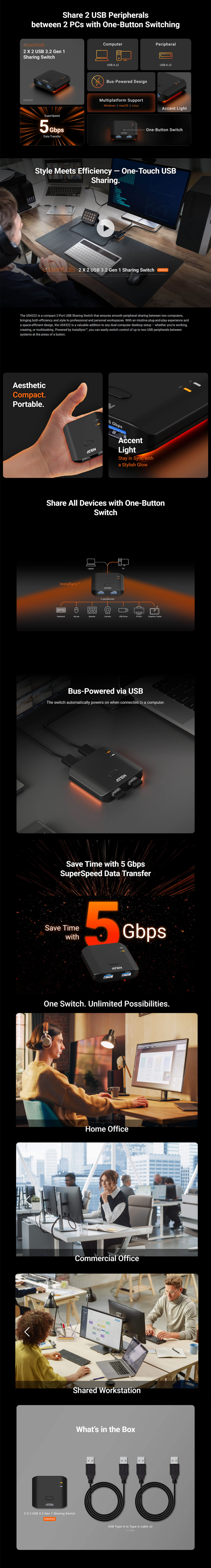 2 port aten us4322 usb 32 switch