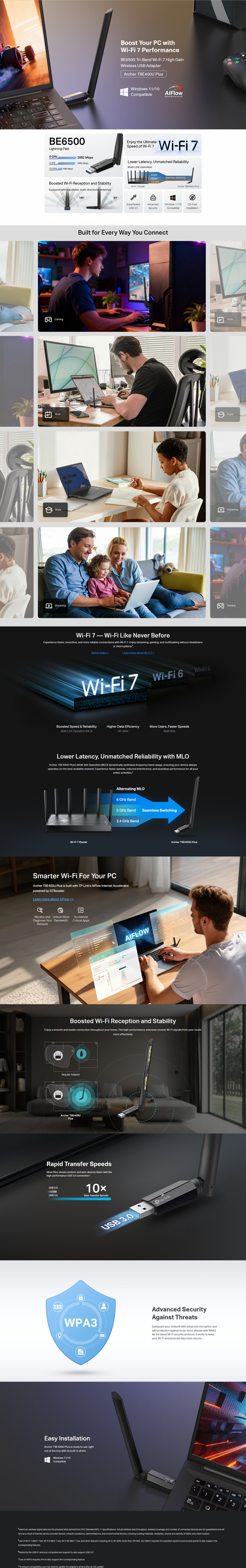 tp-link archer tbe400u plus tri-band wi-fi 7 usb adapter