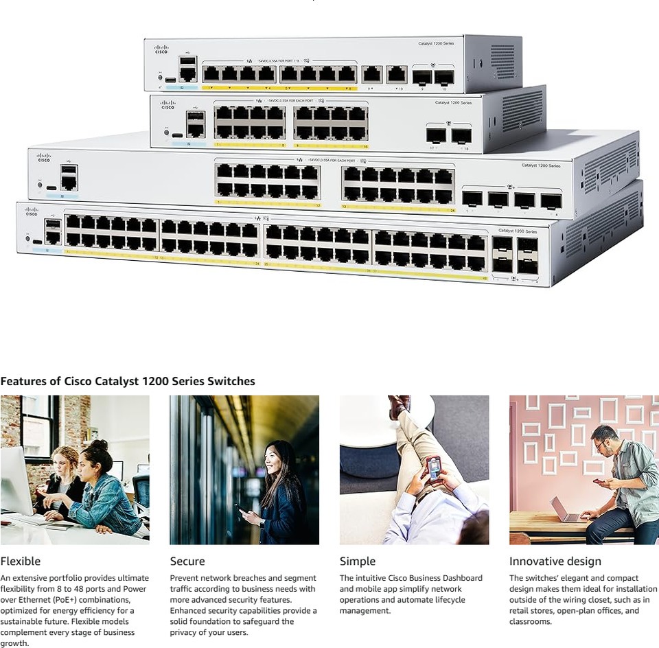 24 port cisco catalyst 1200 195w poe managed gigabit switch
