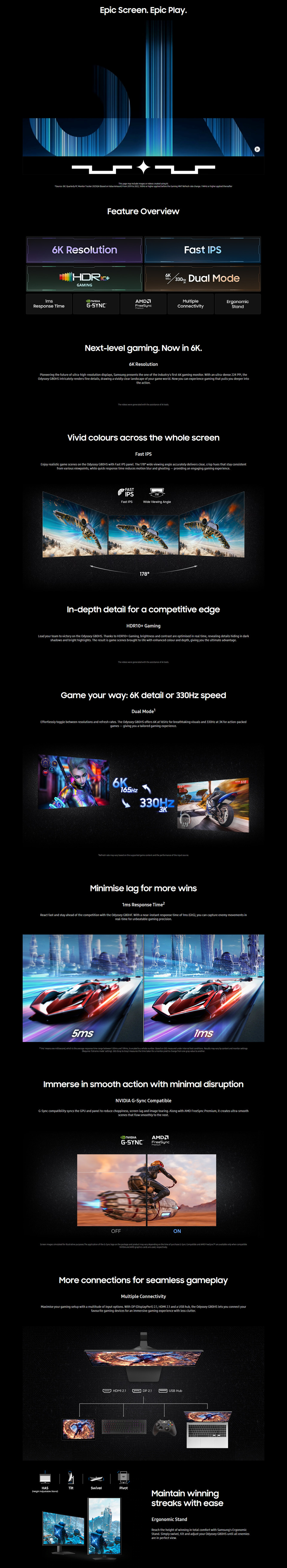 32 samsung odyssey g8 g80hs 6k3k 165hz330hz ips dual-mode gaming monitor black