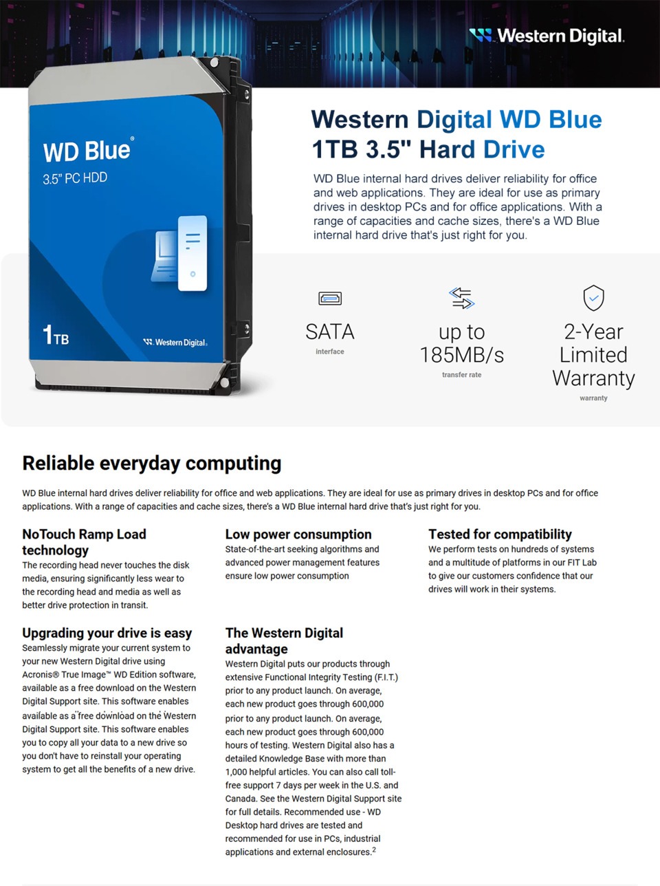 1tb wd blue wd10earz 35 5400rpm desktop sata hdd
