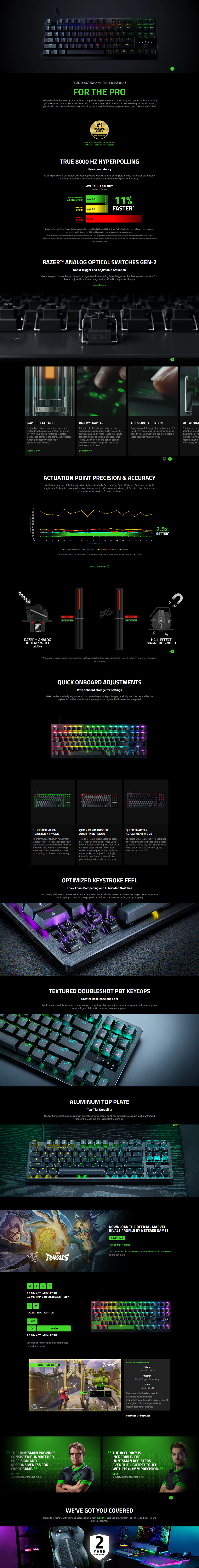 razer huntsman v3 tenkeyless 8khz rgb wired analog optical gaming keyboard black