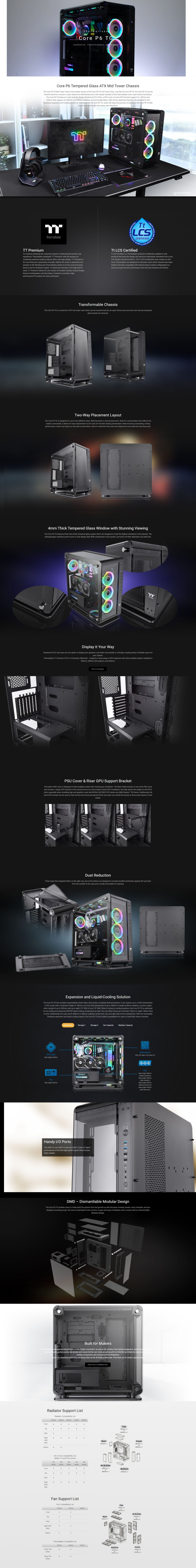 thermaltake core p6 tg atx case black