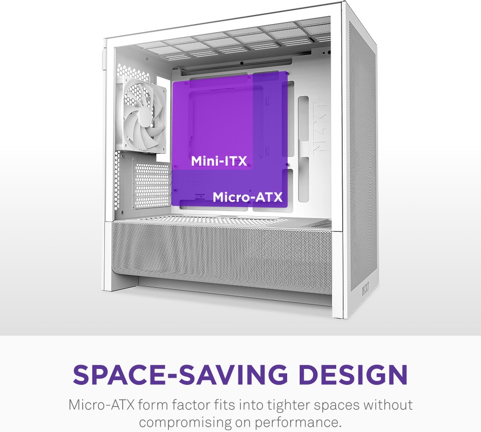 nzxt h3 flow micro-atx case white