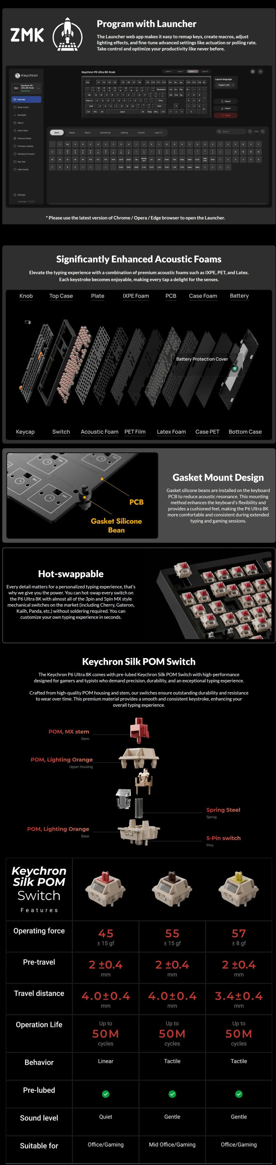 keychron p6 ultra rgb 8k wireless rgb mechanical tactile gaming keyboard black