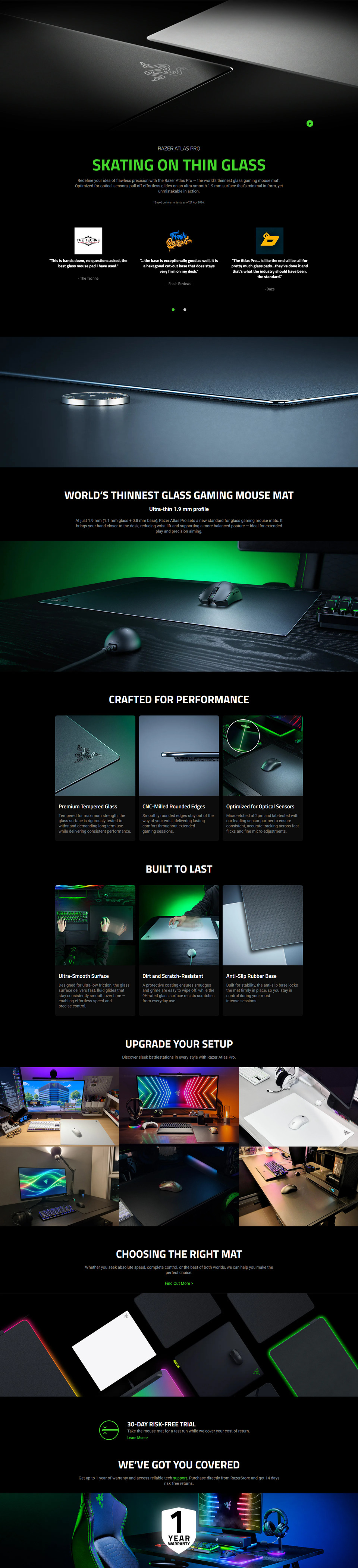 razer atlas pro tempered glass mouse pad black