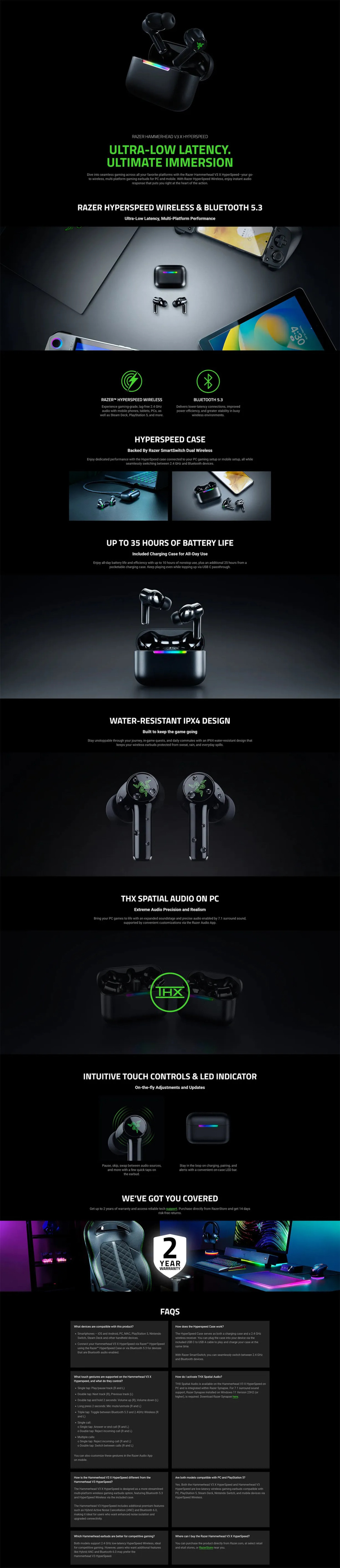razer hammerhead v3 x hyperspeed wireless gaming earbuds black