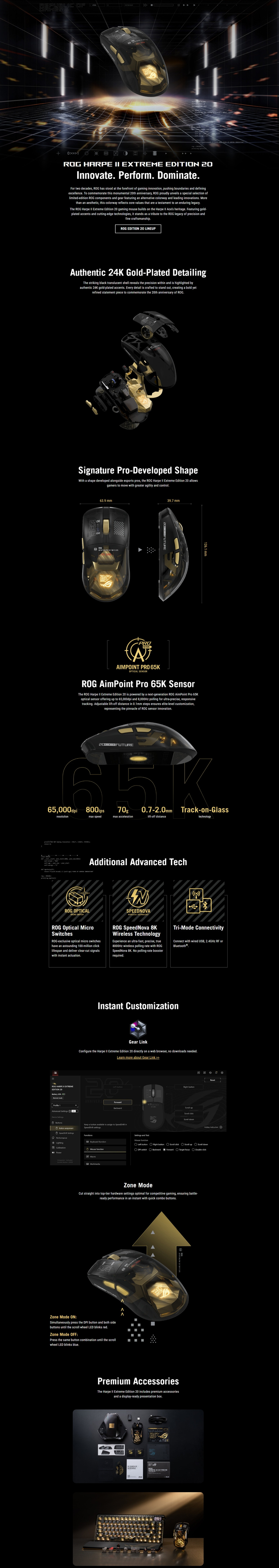 asus rog harpe ii extreme edition 20 gaming mouse black