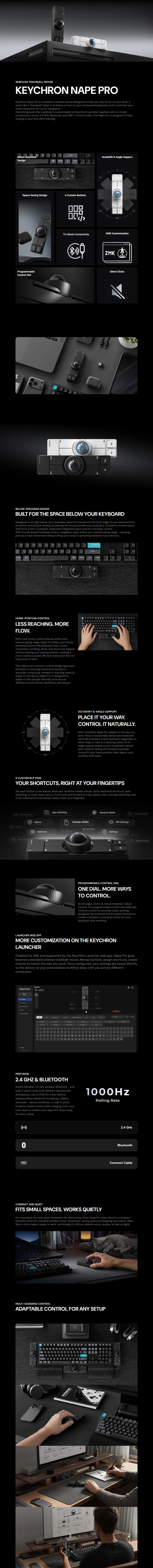 keychron nape pro wireless trackball mouse black