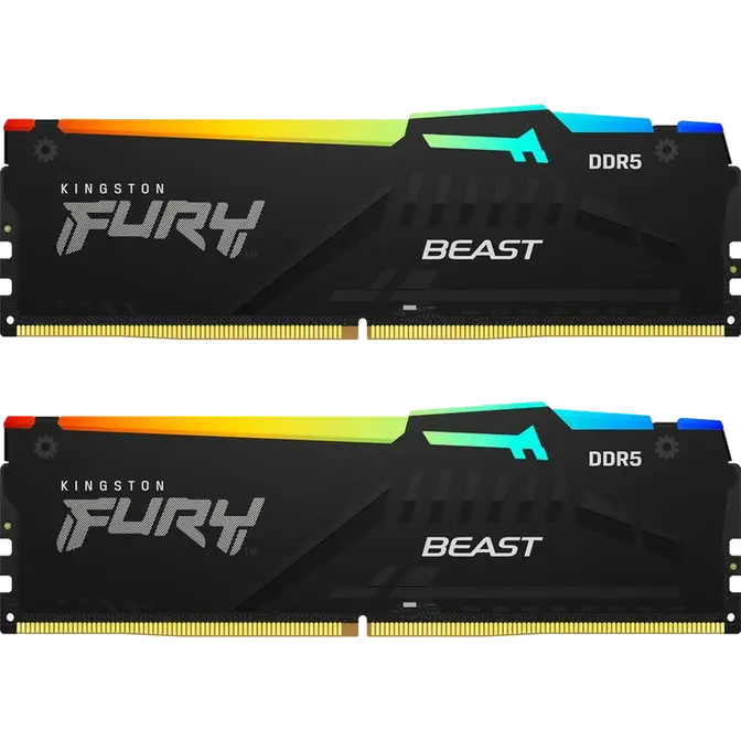 64GB (2x32GB) Kingston FURY Beast RGB DDR5 6000MT/s CL36 Ram Kit Black - Computer Alliance