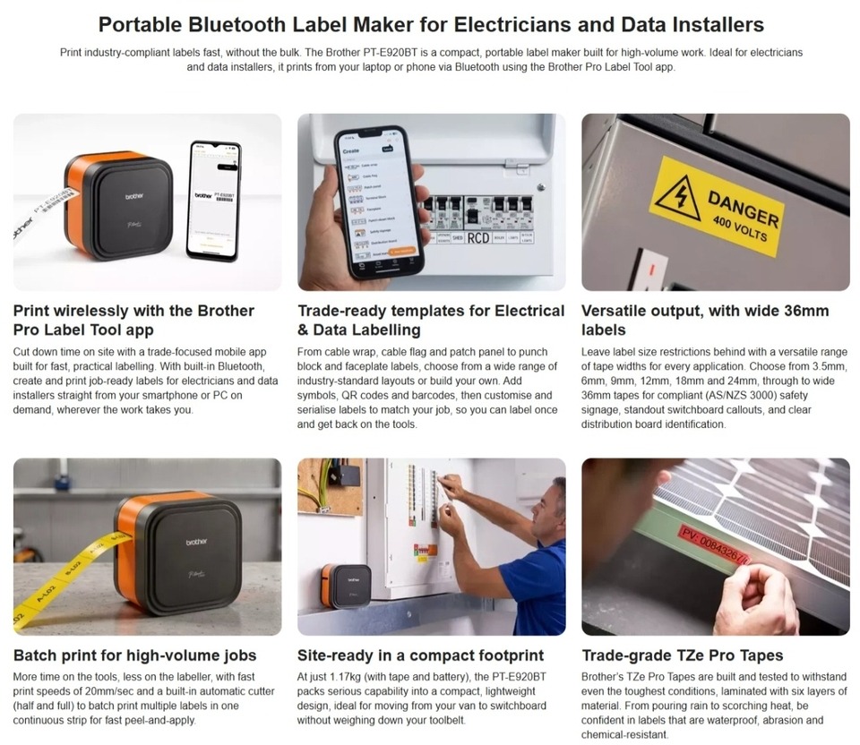 brother pt-e920bt p-touch cube pro label maker