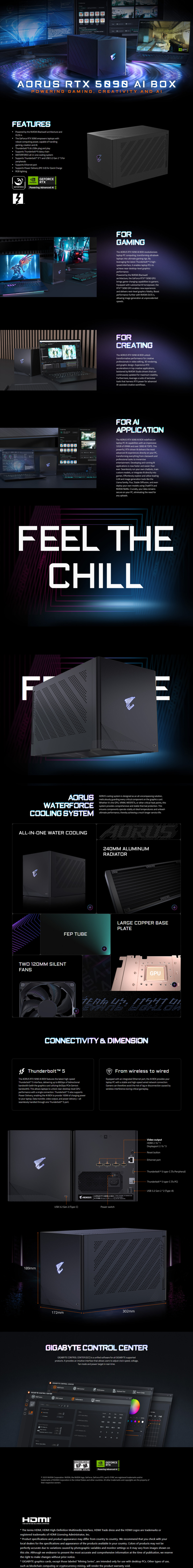 gigabyte geforce aorus rtx 5090 ai box 32g external graphics card black