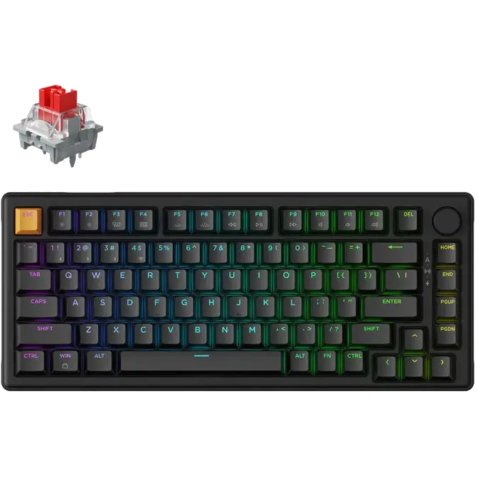 Keychron J2 QMK RGB Wireless Mechanical Apex Red Gaming Keyboard Black - Computer Alliance