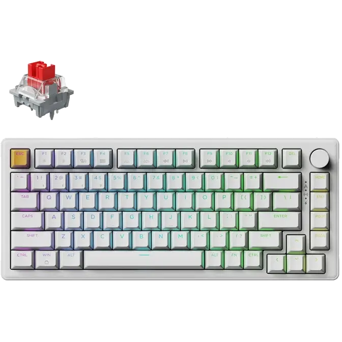Keychron J2 QMK RGB Wireless Mechanical Apex Red Gaming Keyboard White - Computer Alliance