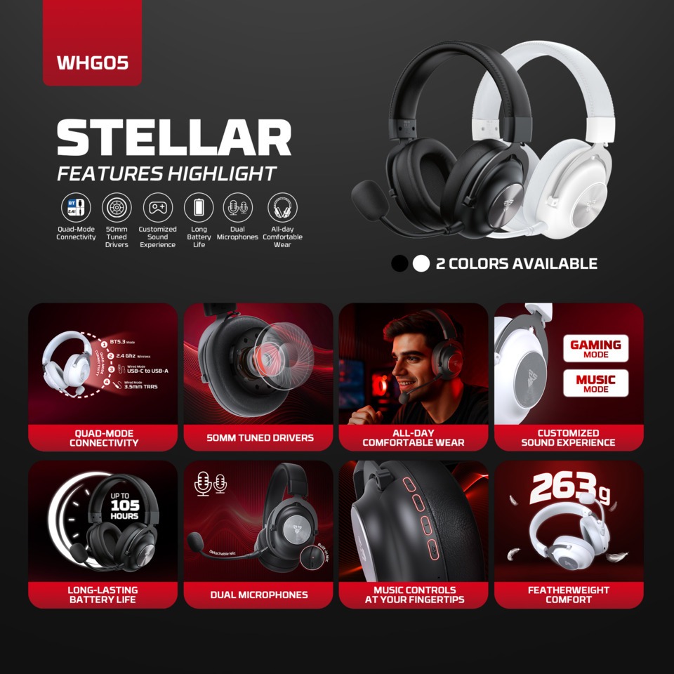fantech whg05 stellar wireless gaming headset black