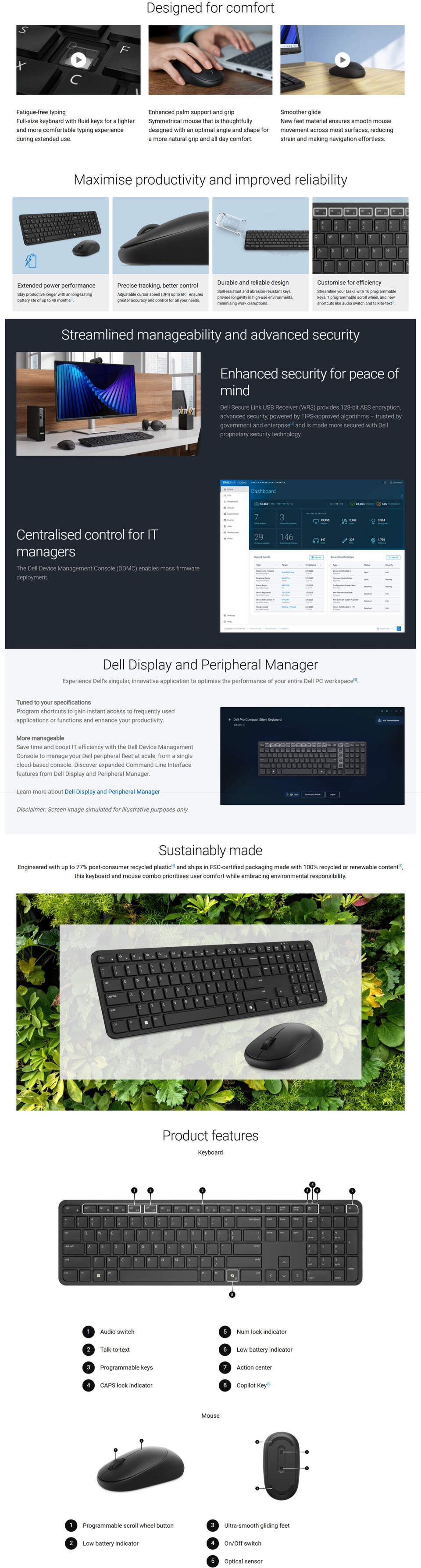dell pro 5 wireless membrane keyboard with mouse black