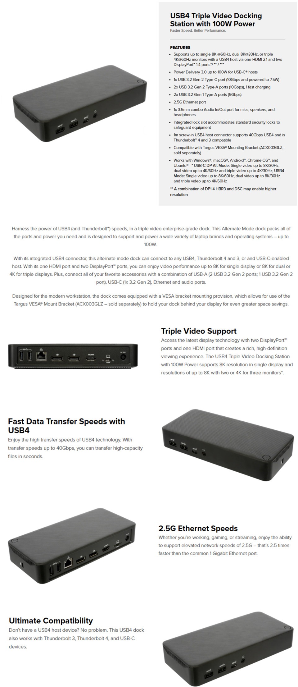 targus usb4 triple display docking station