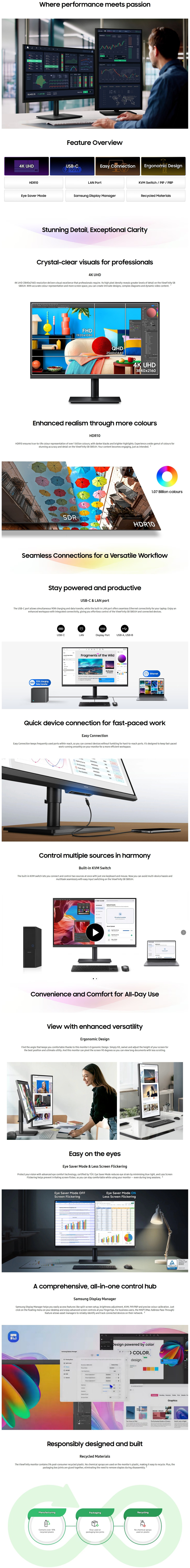 32 samsung viewfinity s8 s80uh 4k 60hz va monitor with usb-c black