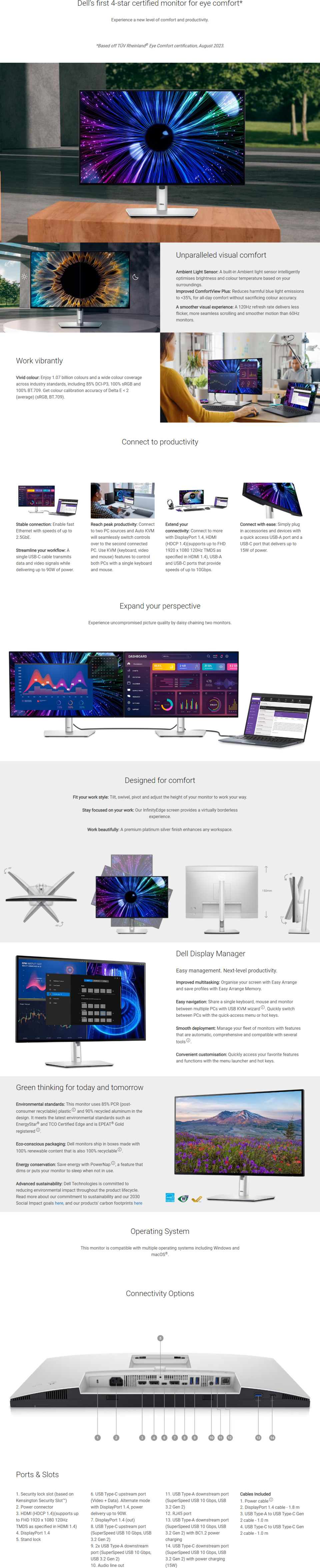 24 dell ultrasharp 24 fhd 120hz ips monitor with integrated hub white