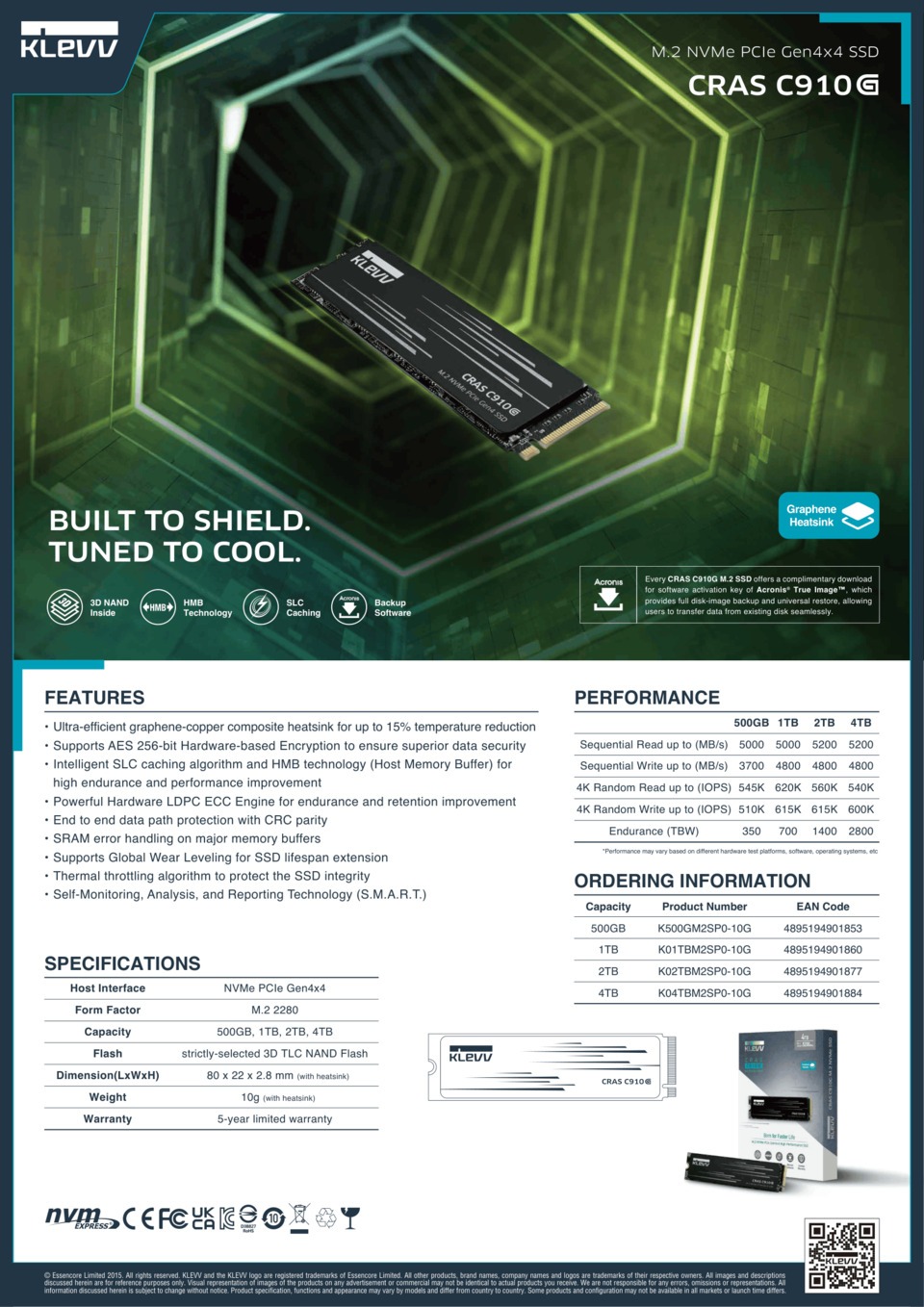 500gb klevv cras c910g pcie 40 nvme m2 ssd