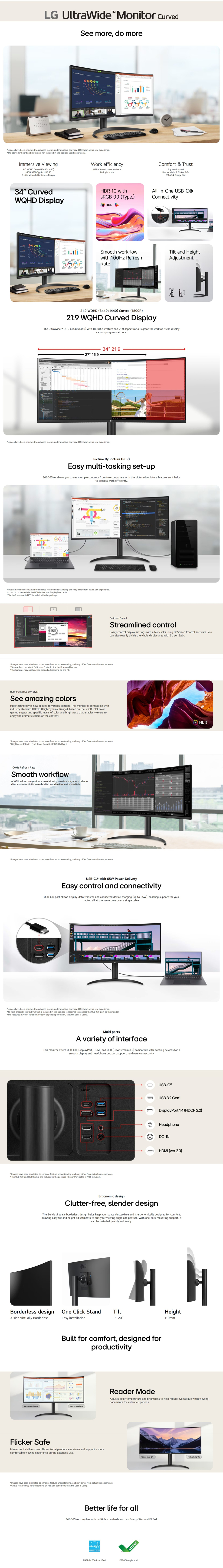 34 lg ultrawide wqhd 100hz va monitor with usb-c black