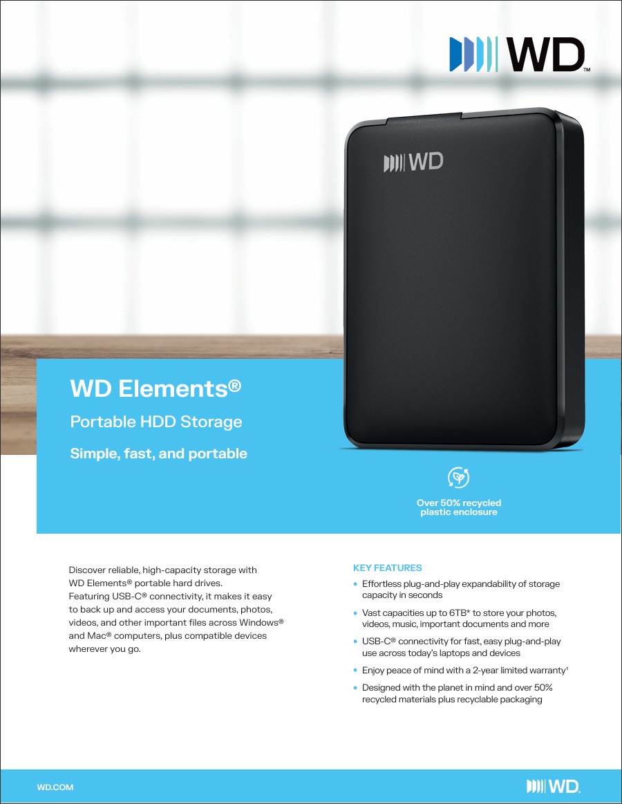 2tb wd elements 25 usb-c portable hdd