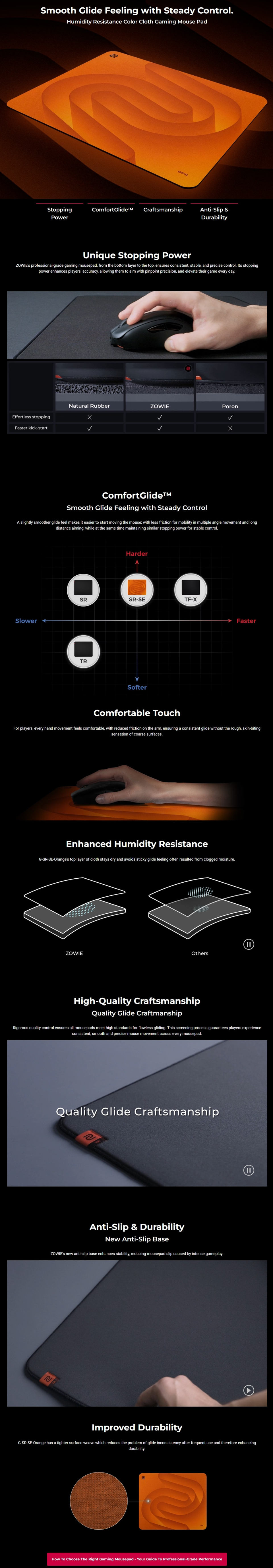 benq zowie g-sr-se orange large esports gaming mouse pad