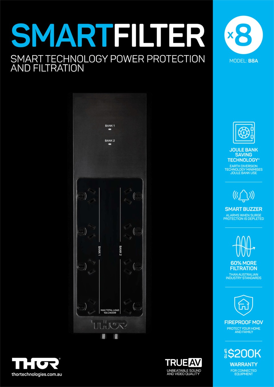 8 port thor b8a smart filter 8 surge protector
