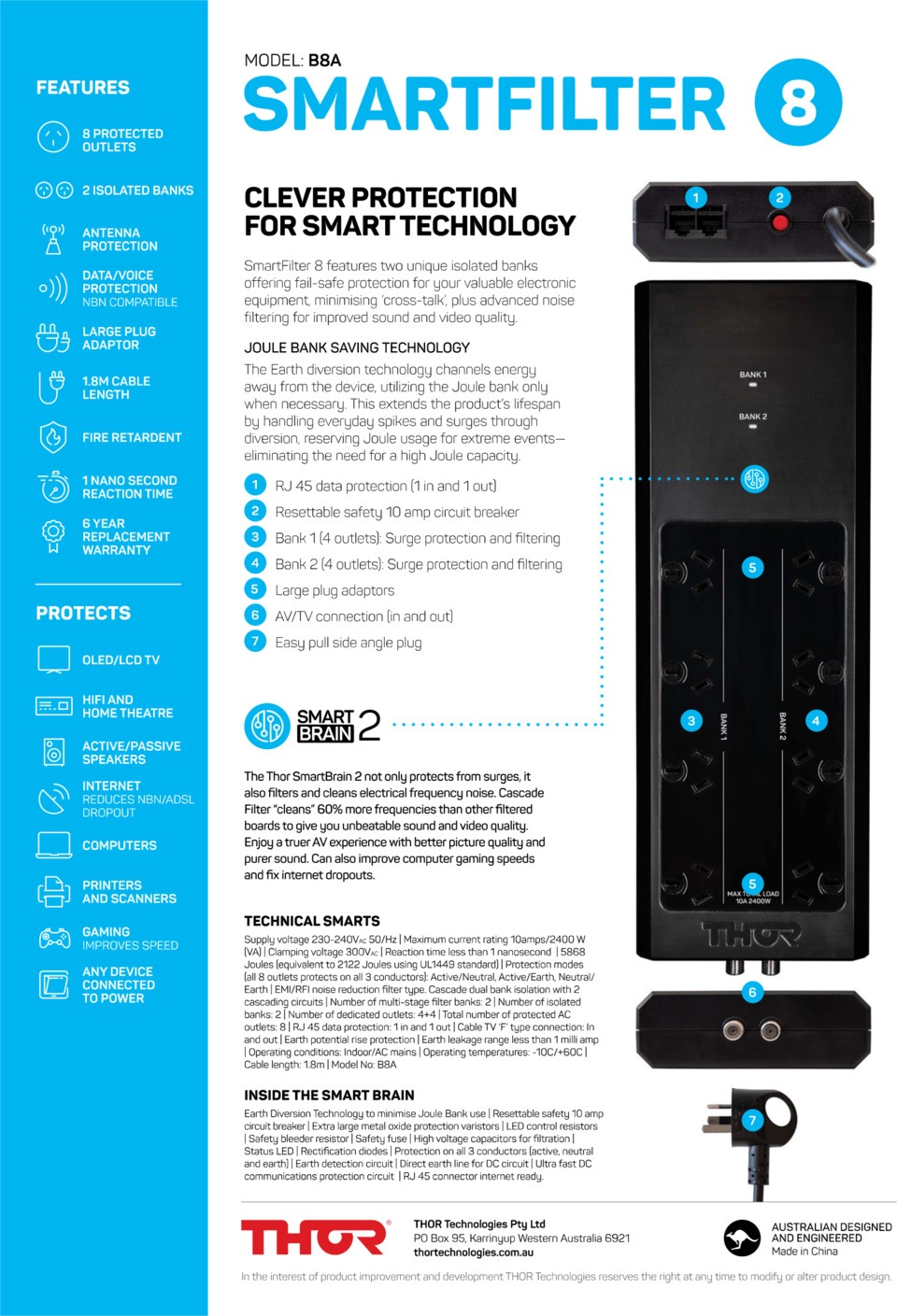 8 port thor b8a smart filter 8 surge protector